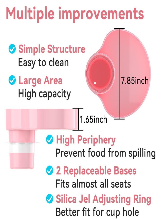 SSPONT Kids Car Seat Tray, Travel Tray with Cup Holder for Toddler Baby, Kids Car Seat Food Snack Organizer for Road Trip, Stroller snack tray travel must haves - Pink - Image 3